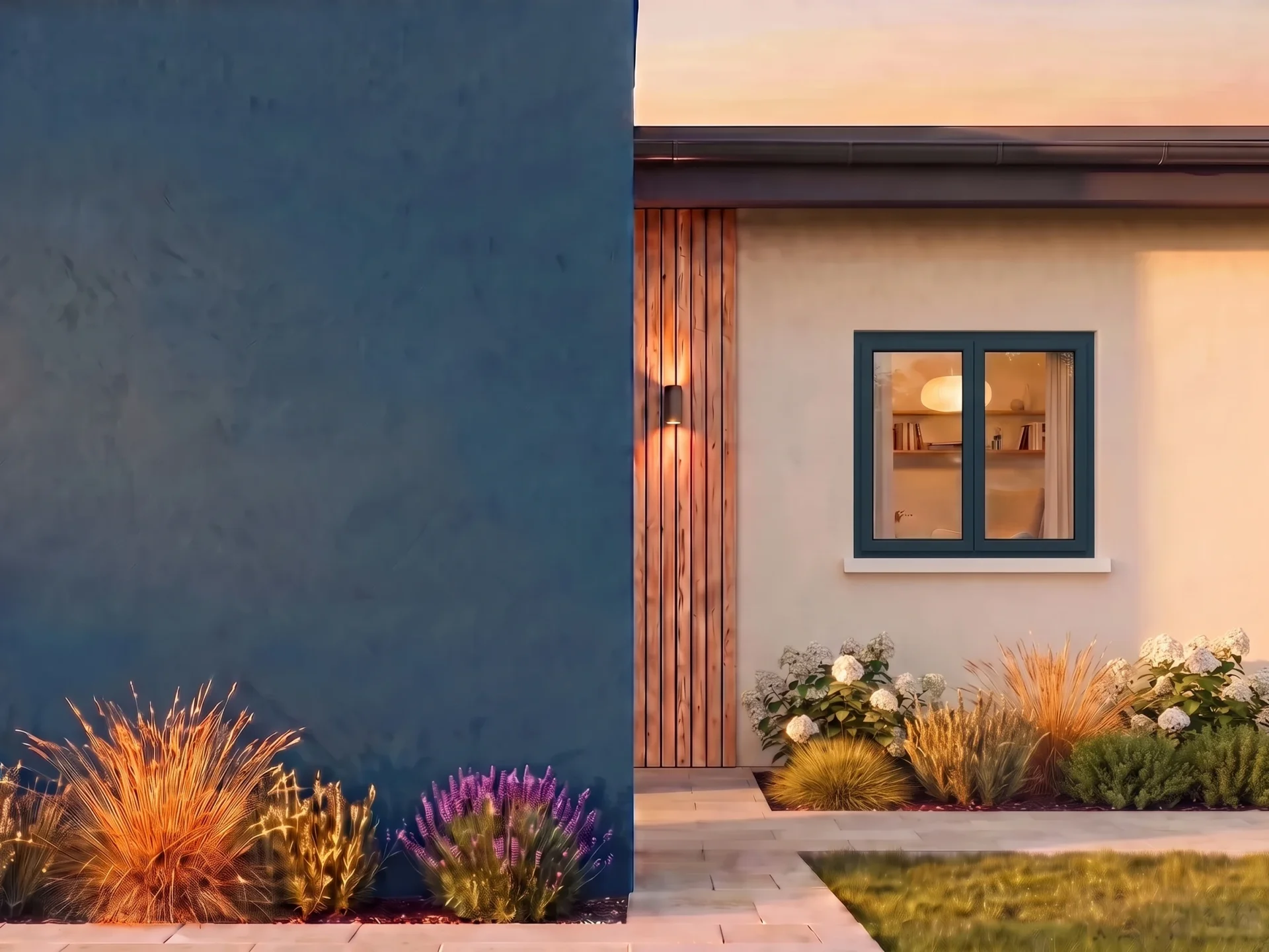Casa con finestra T-Classic Slim Reno BUDVAR sulla parete del marchio — vista esterna