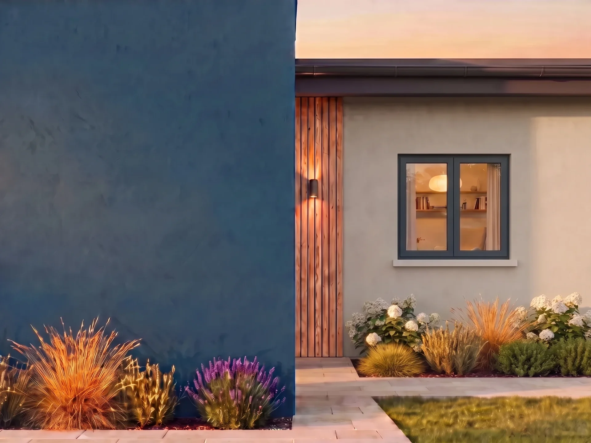Casa con finestra T-Perfekt RENO BUDVAR sulla parete del marchio — vista esterna