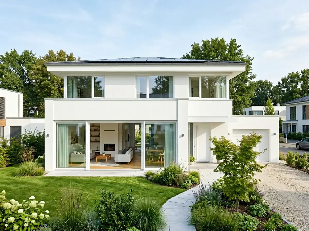 Casa moderna con grandi finestre in PVC – vista esterna